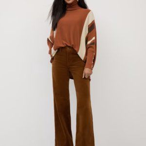 Brown corduroy wide-leg, high-waist pants. Comfort & style w/ bohemian vibes NWT